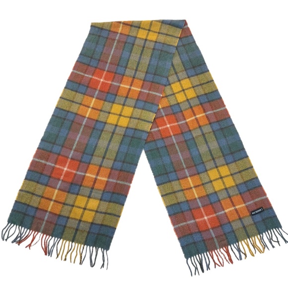 Holt Renfrew Wool Tartan Scarf 🇨🇦 – Multicolour Plaid Fringe - Picture 3 of 7